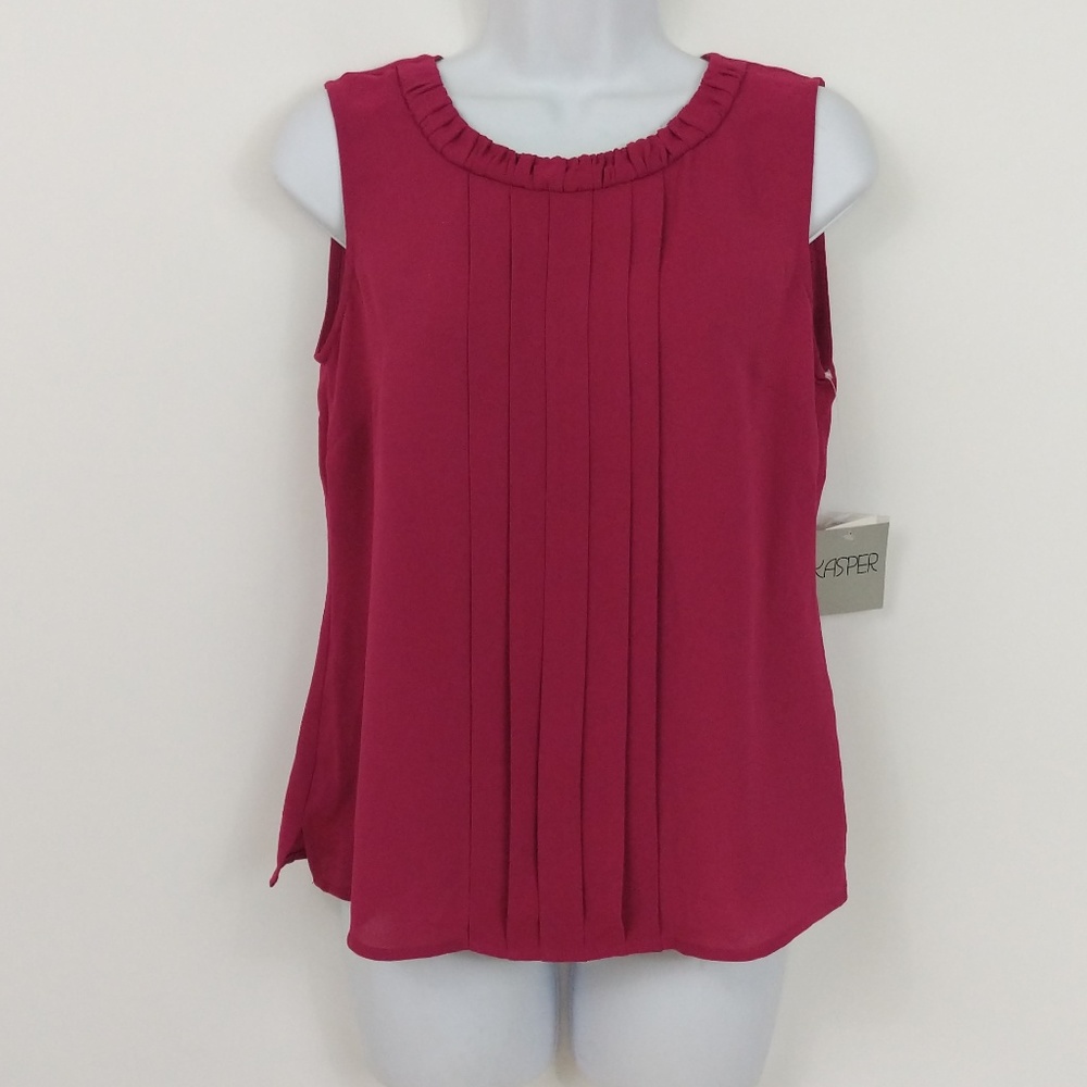 Kasper Pleated Sleeveless Blouse - Picture 2 of 4